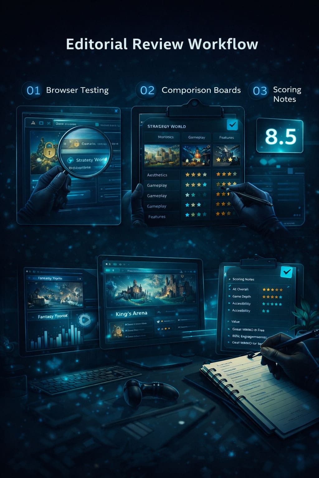Illustrazione del flusso editoriale di analisi e confronto delle piattaforme